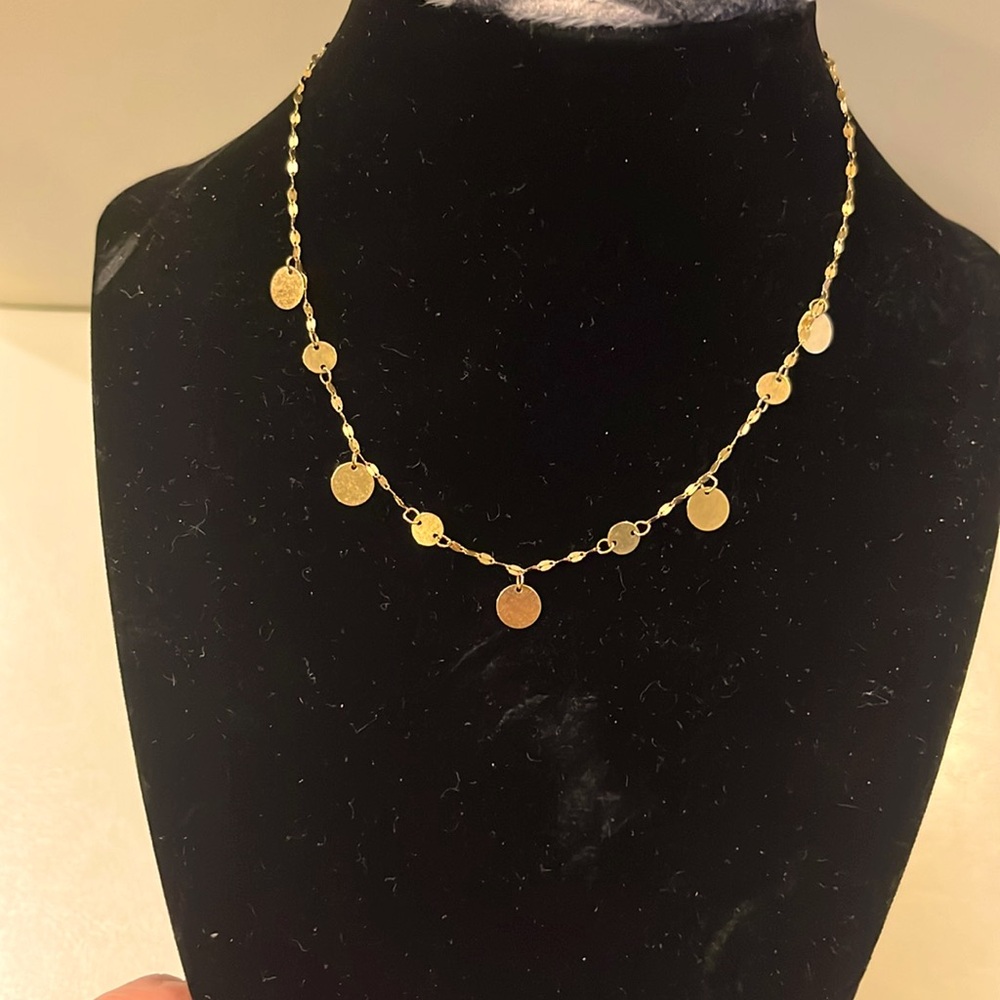 Gold mirror station necklace